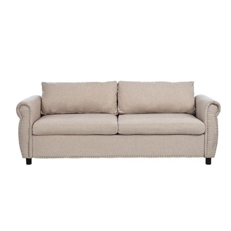 80.7" Pull-Out Sleeper Sofa Bed with Foam Mattress
