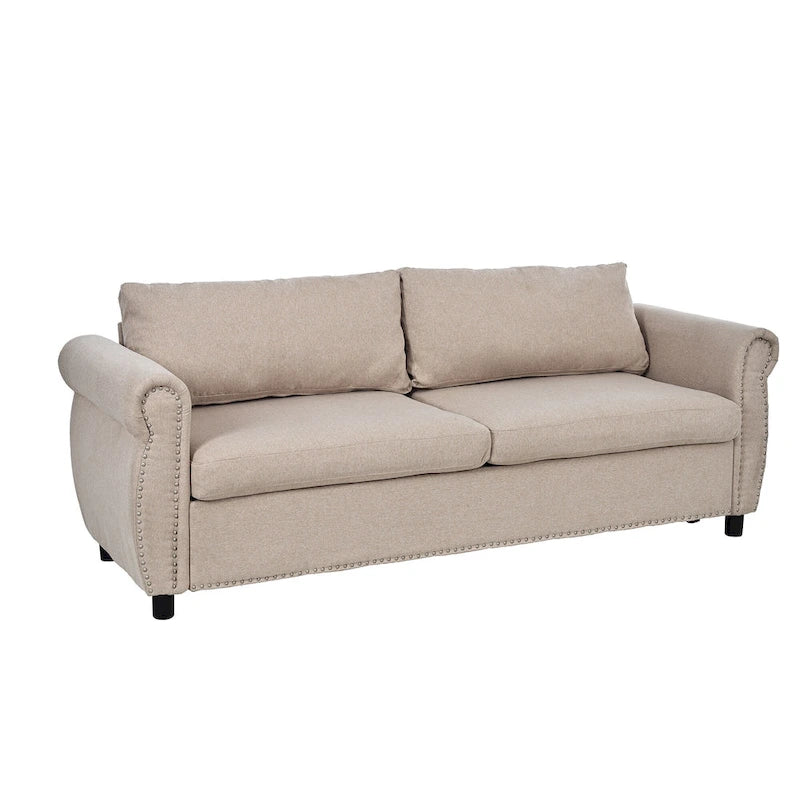 80.7" Pull-Out Sleeper Sofa Bed with Foam Mattress