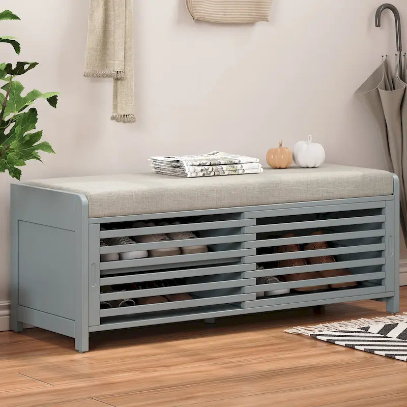 Shutter Storage Bench with Shoe Cabinet