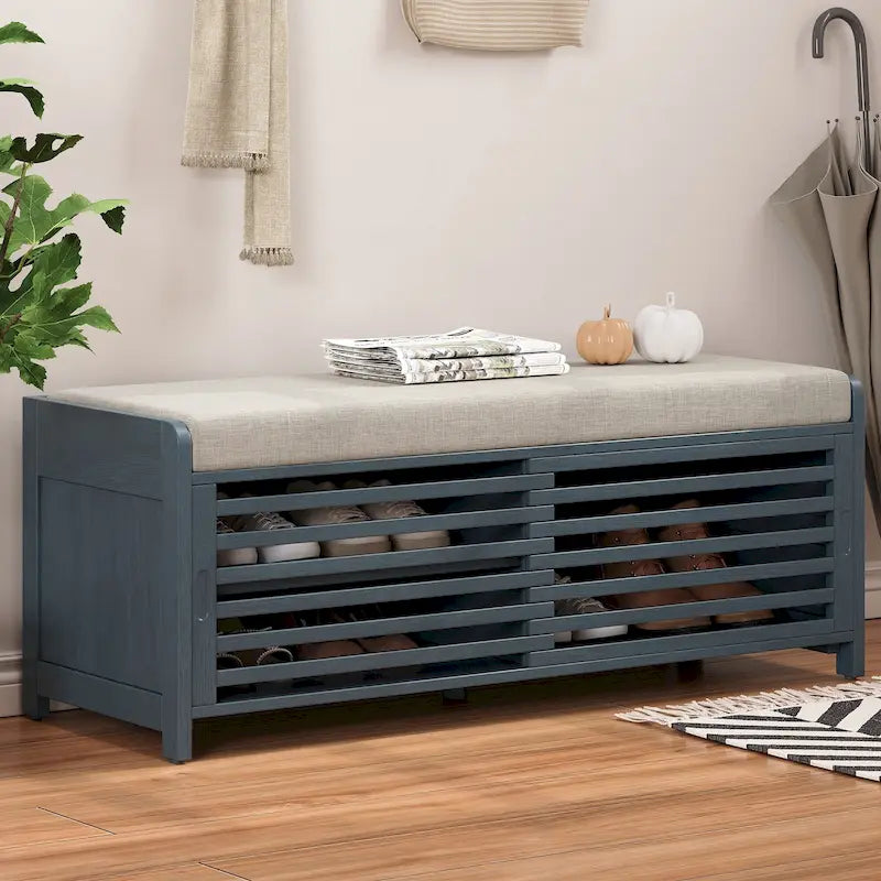 Shutter Storage Bench with Shoe Cabinet