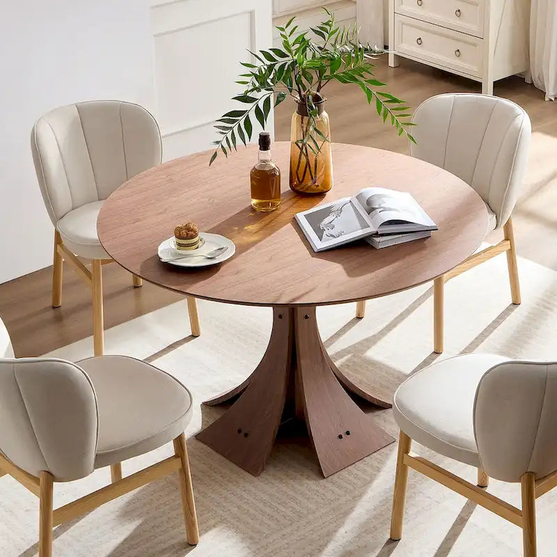 Set of 2 Armless Counter Height Dining Chairs with Upholstered Seat and Wood Base