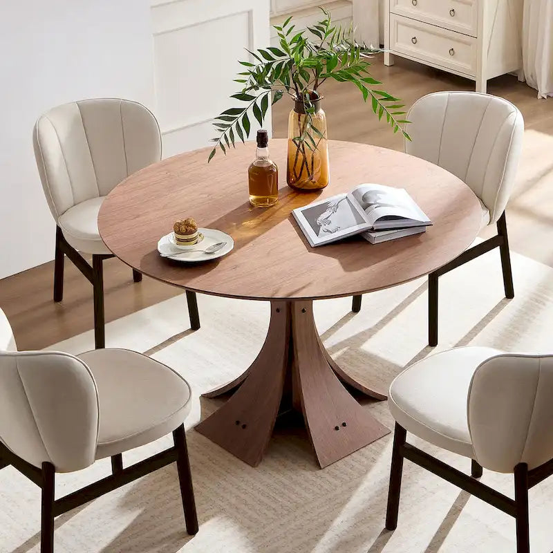 Set of 2 Armless Counter Height Dining Chairs with Upholstered Seat and Wood Base
