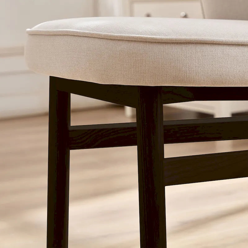Set of 2 Armless Counter Height Dining Chairs with Upholstered Seat and Wood Base