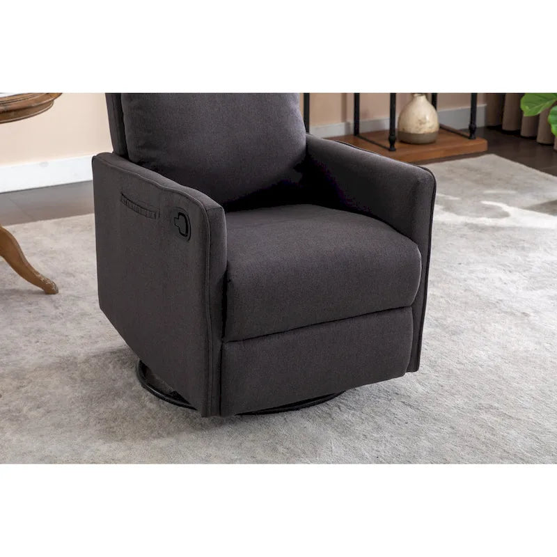 Sillón reclinable giratorio tapizado con respaldo y reposapiés ajustables