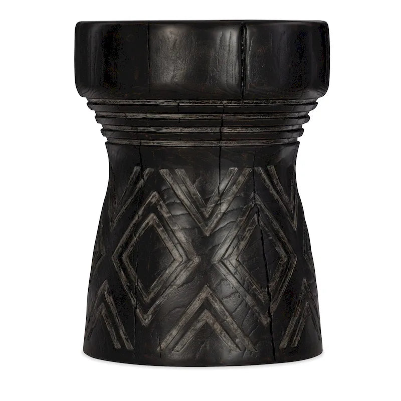 20-Inch Round Resin Side Table with Tribal Print