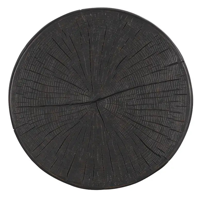 20-Inch Round Resin Side Table with Tribal Print