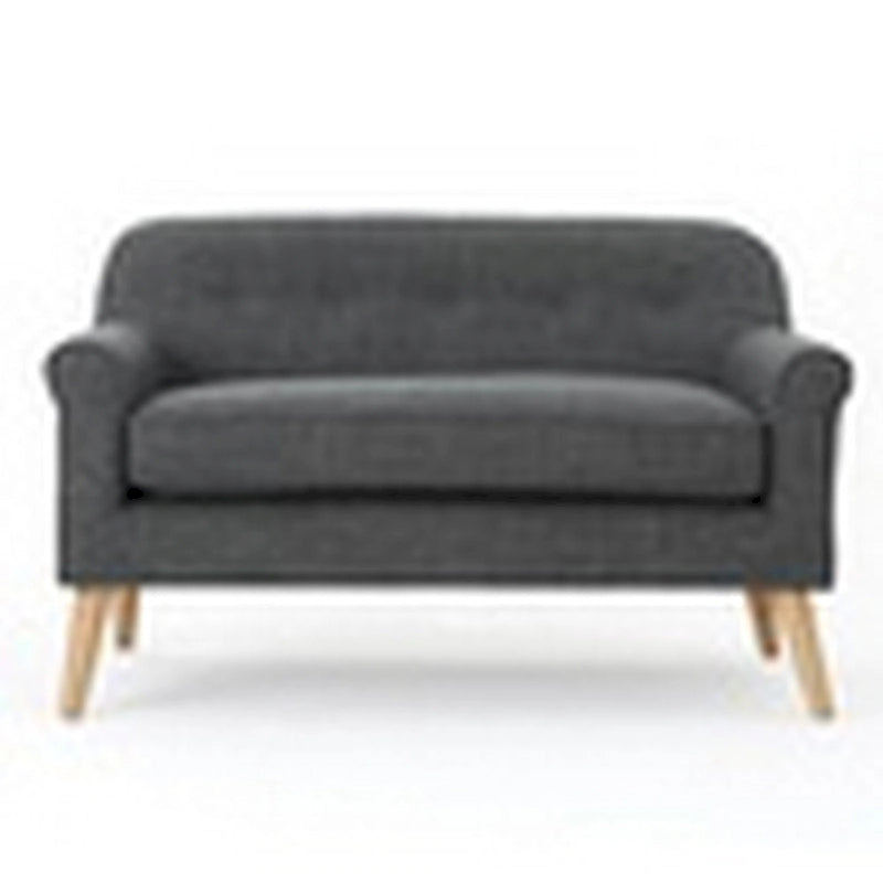 50-Inch Tufted Loveseat with Wood Legs, Gray Fabric