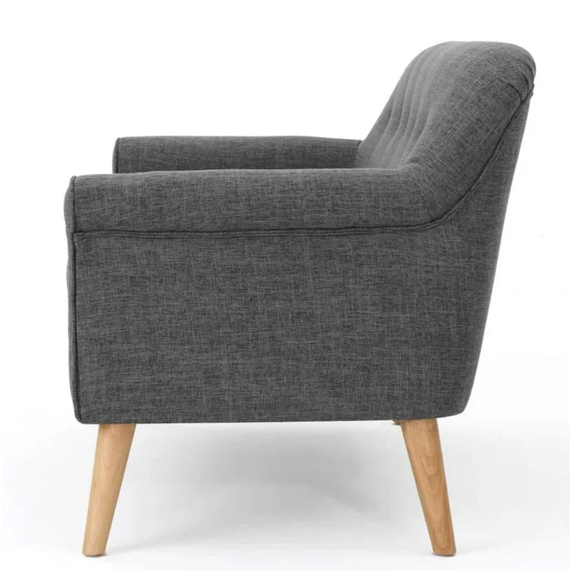 50-Inch Tufted Loveseat with Wood Legs, Gray Fabric