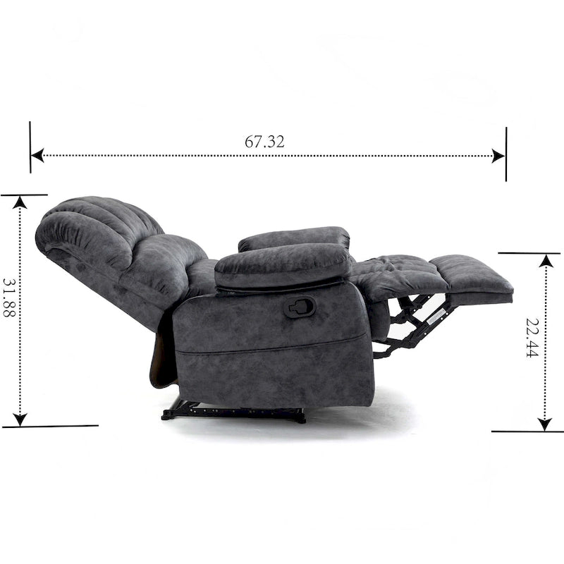Oversized Manual Recliner Chair with Side Lever and Adjustable Backrest