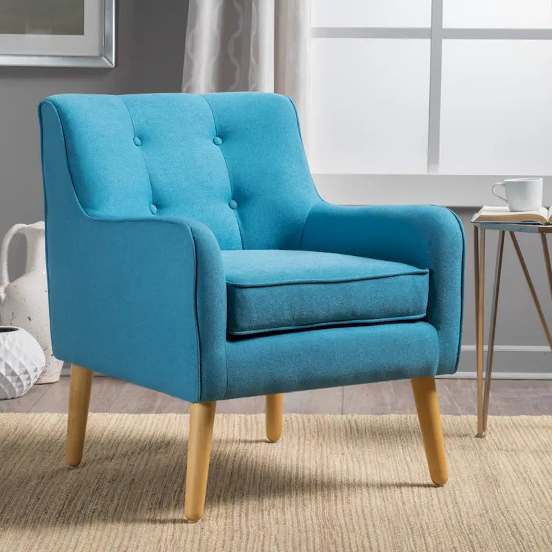 Modern Upholstered Button Tufted Accent Chair with Iron Hairpin Legs
