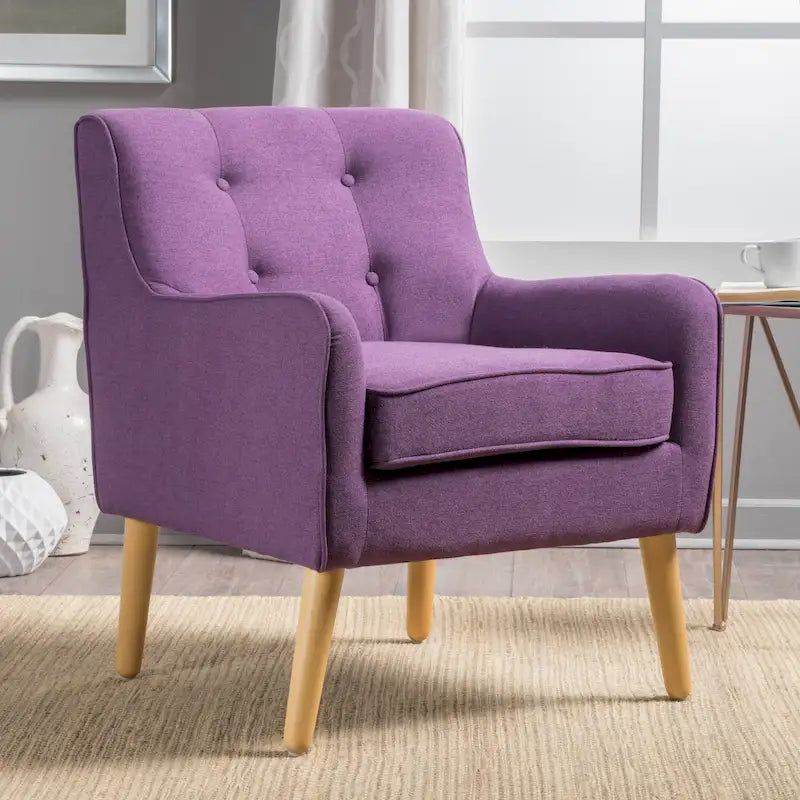 Modern Upholstered Button Tufted Accent Chair with Iron Hairpin Legs