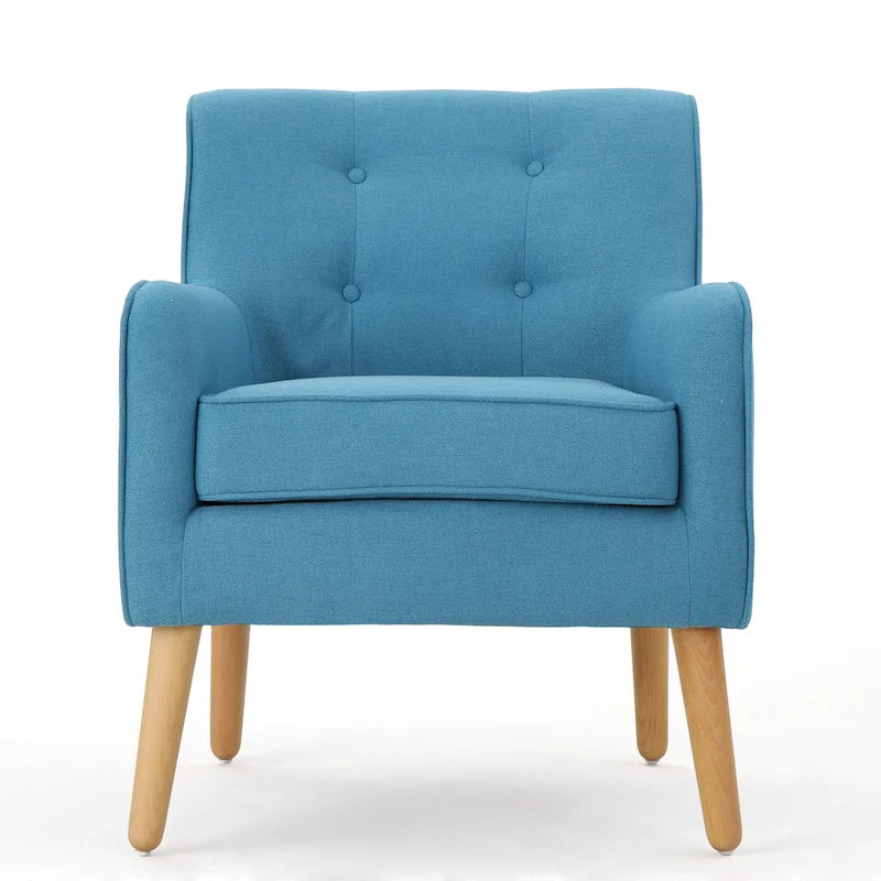 Modern Upholstered Button Tufted Accent Chair with Iron Hairpin Legs