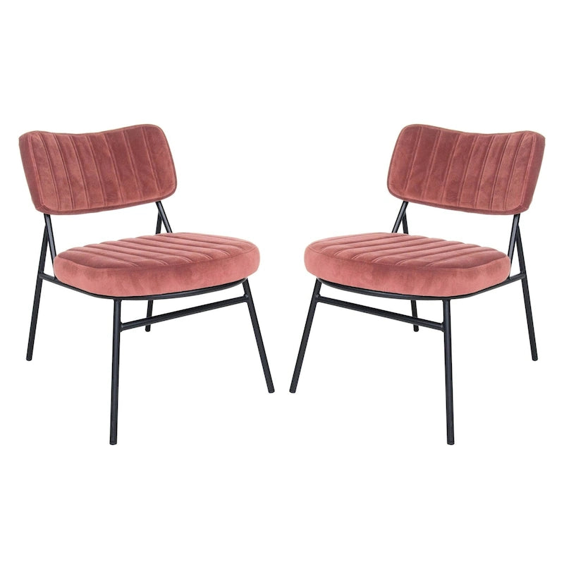 Set of 2 Velvet Accent Chairs with Metal Legs