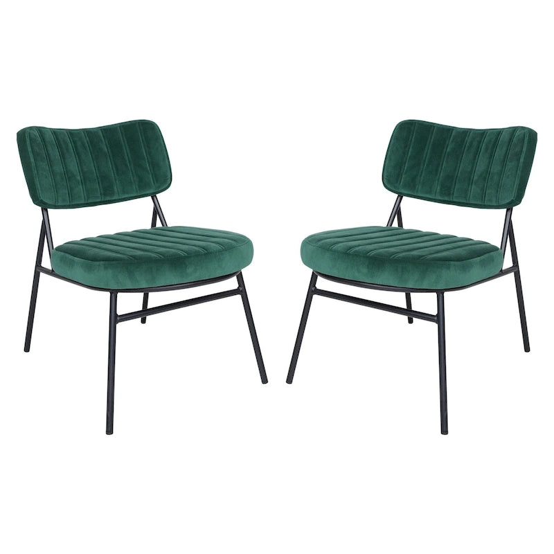 Set of 2 Velvet Accent Chairs with Metal Legs