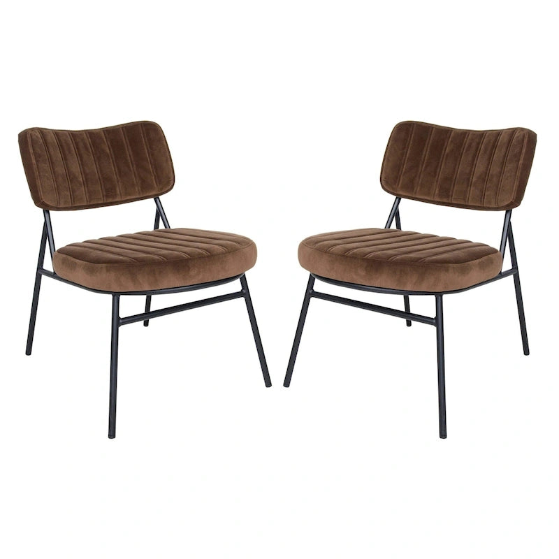 Set of 2 Velvet Accent Chairs with Metal Legs