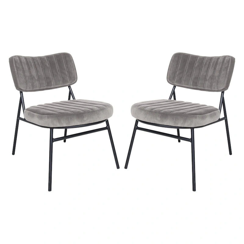 Set of 2 Velvet Accent Chairs with Metal Legs