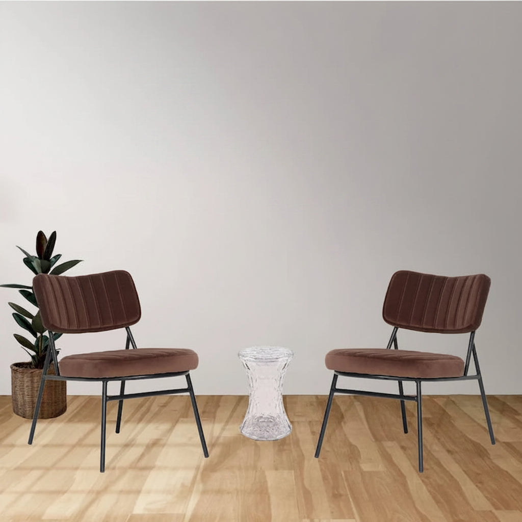 Set of 2 Velvet Accent Chairs with Metal Legs