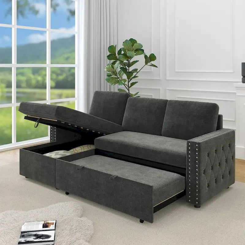 3-Seat Sleeper Sofa with Storage Chaise