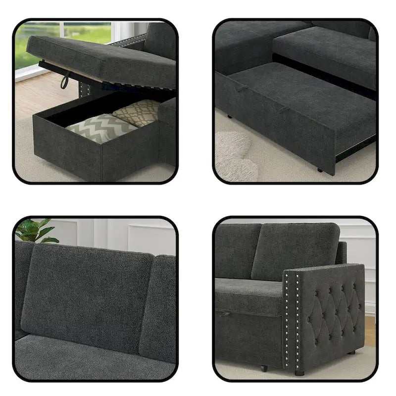 3-Seat Sleeper Sofa with Storage Chaise