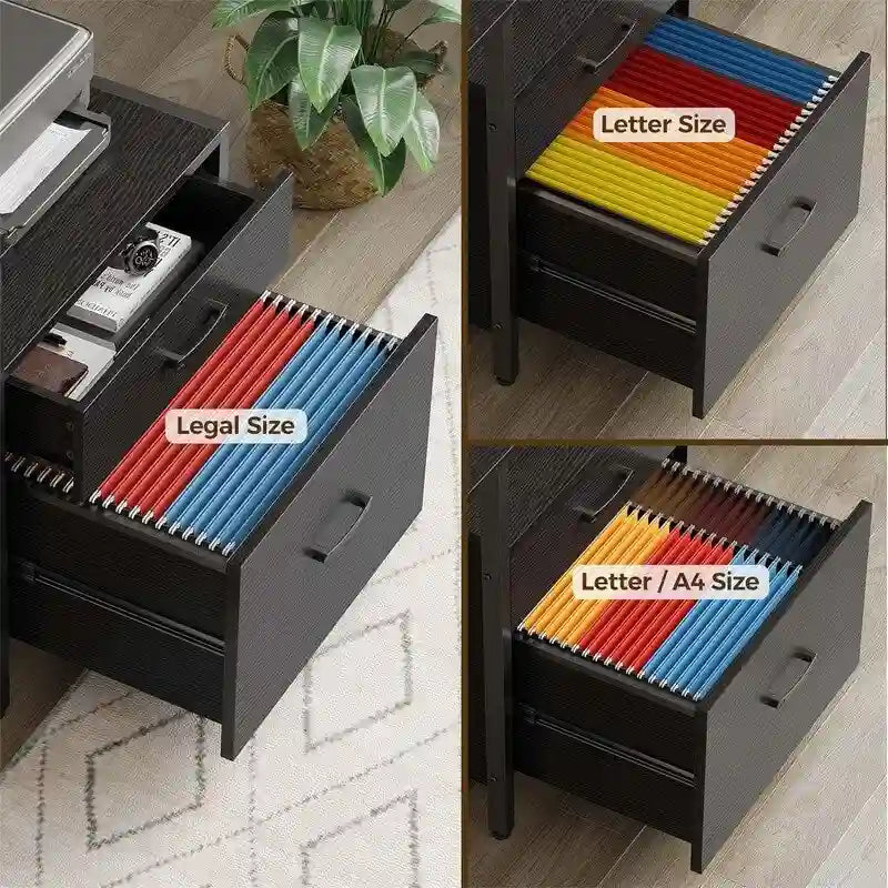 Escritorio para computadora de 65 pulgadas con cajón para archivos e iluminación LED
