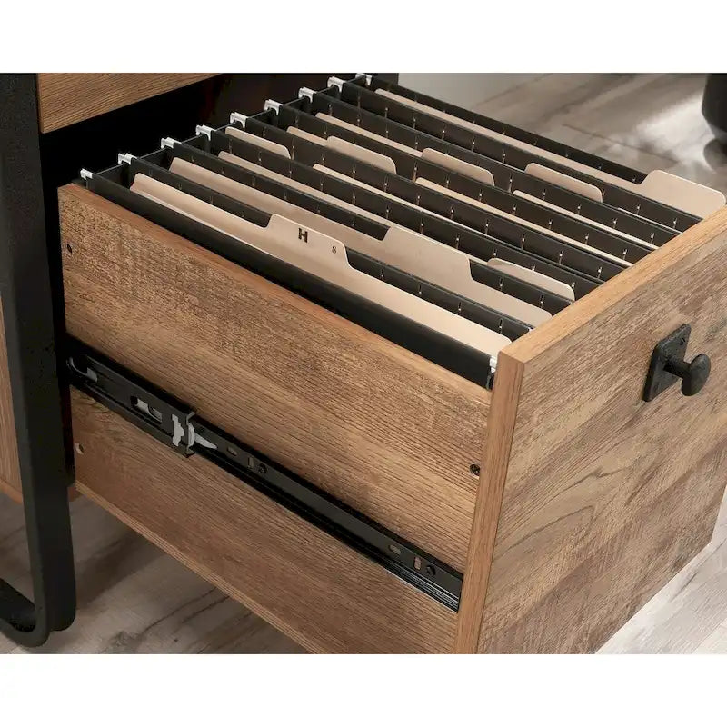 Escritorio de oficina de un solo pedestal con cajón para archivos – Roble grabadofont: 15px/1.5rem "Inter var", Inter, sans-serif; white-space: pre-wrap;">