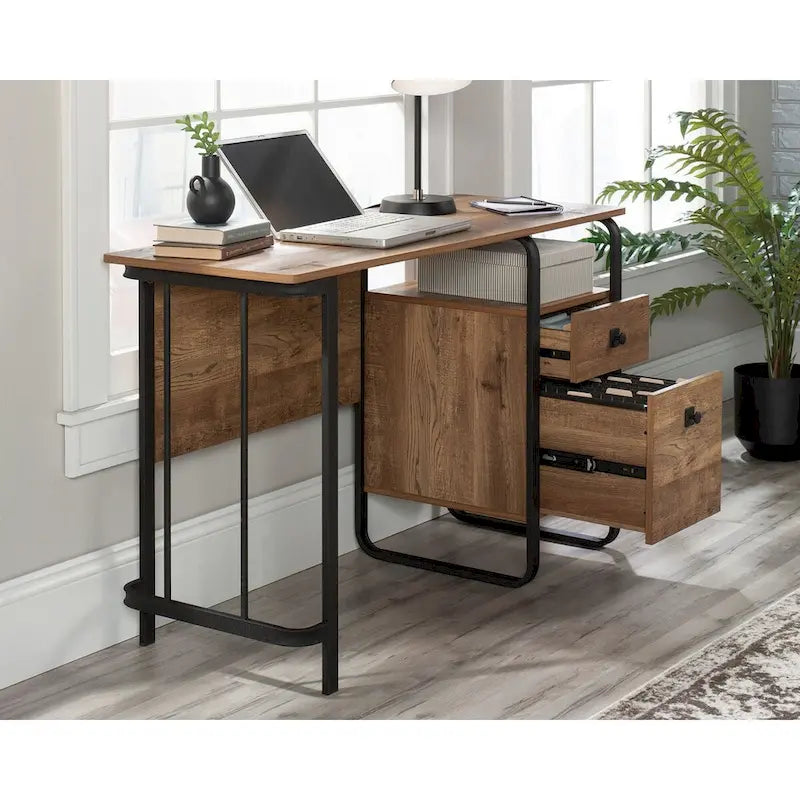 Escritorio de oficina de un solo pedestal con cajón para archivos – Roble grabadofont: 15px/1.5rem "Inter var", Inter, sans-serif; white-space: pre-wrap;">