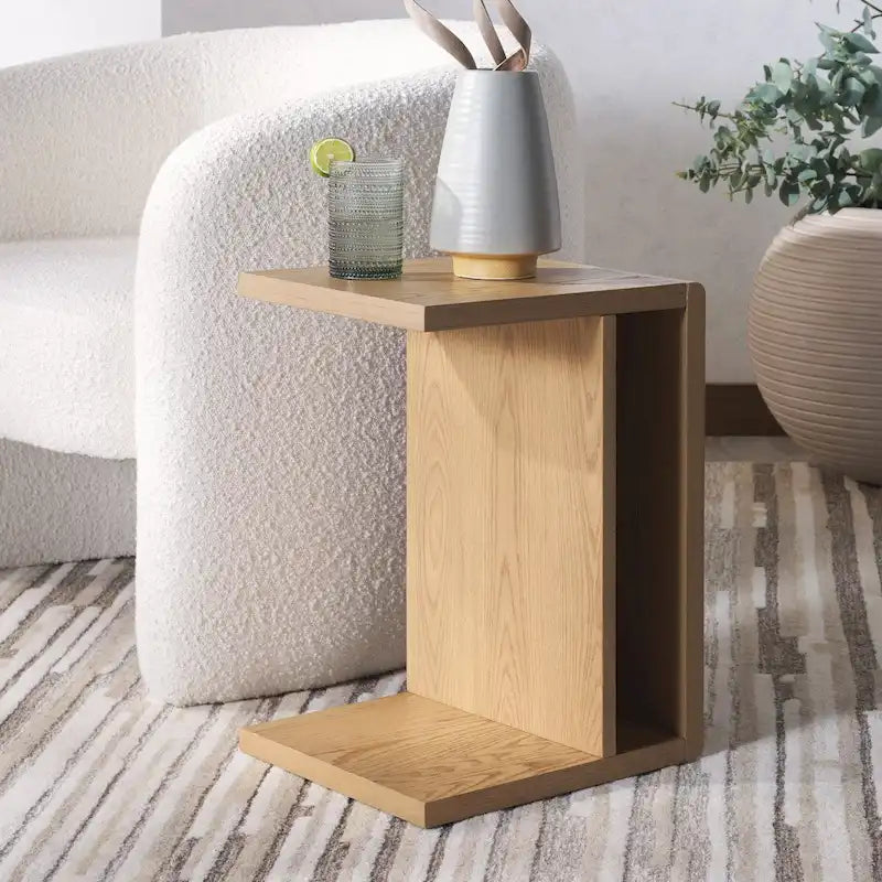 Wood C-Shape Accent Table - 14W x 13D x 20H