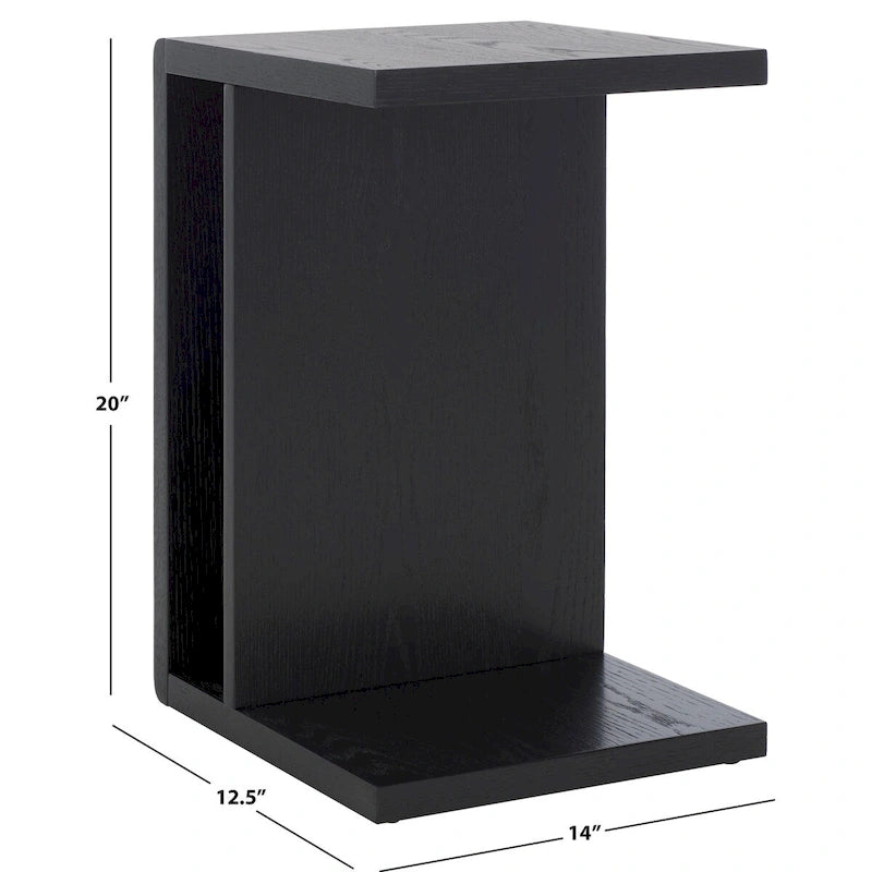 Wood C-Shape Accent Table - 14W x 13D x 20H