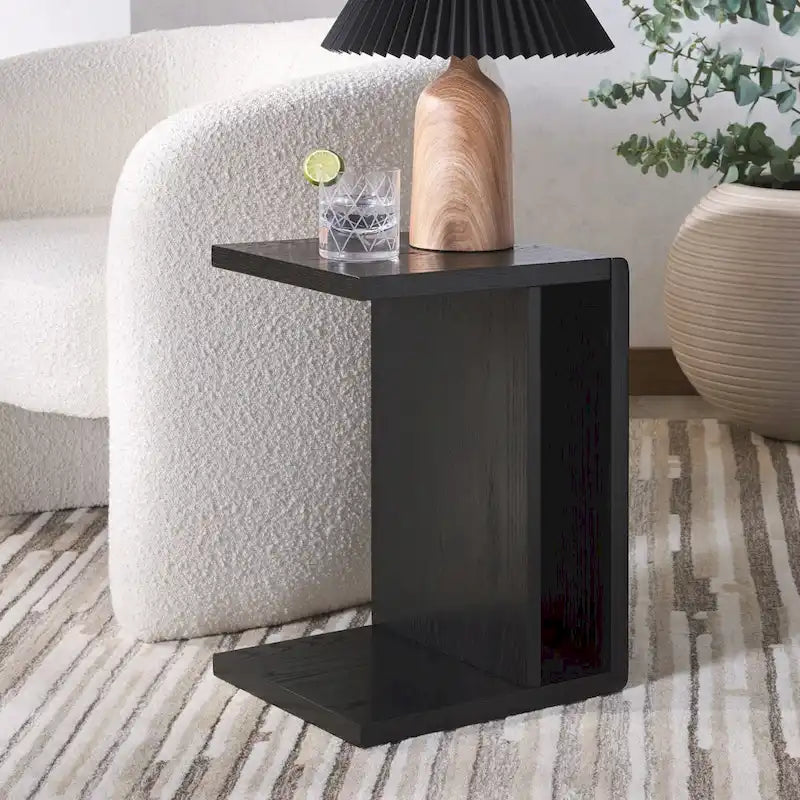 Wood C-Shape Accent Table - 14W x 13D x 20H