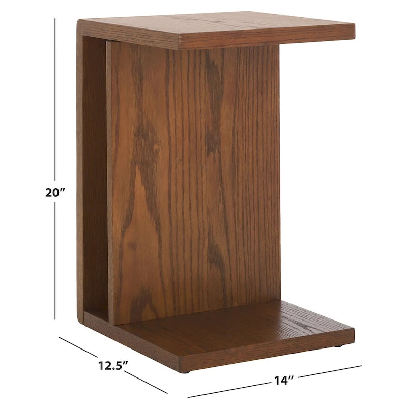 Wood C-Shape Accent Table - 14W x 13D x 20H